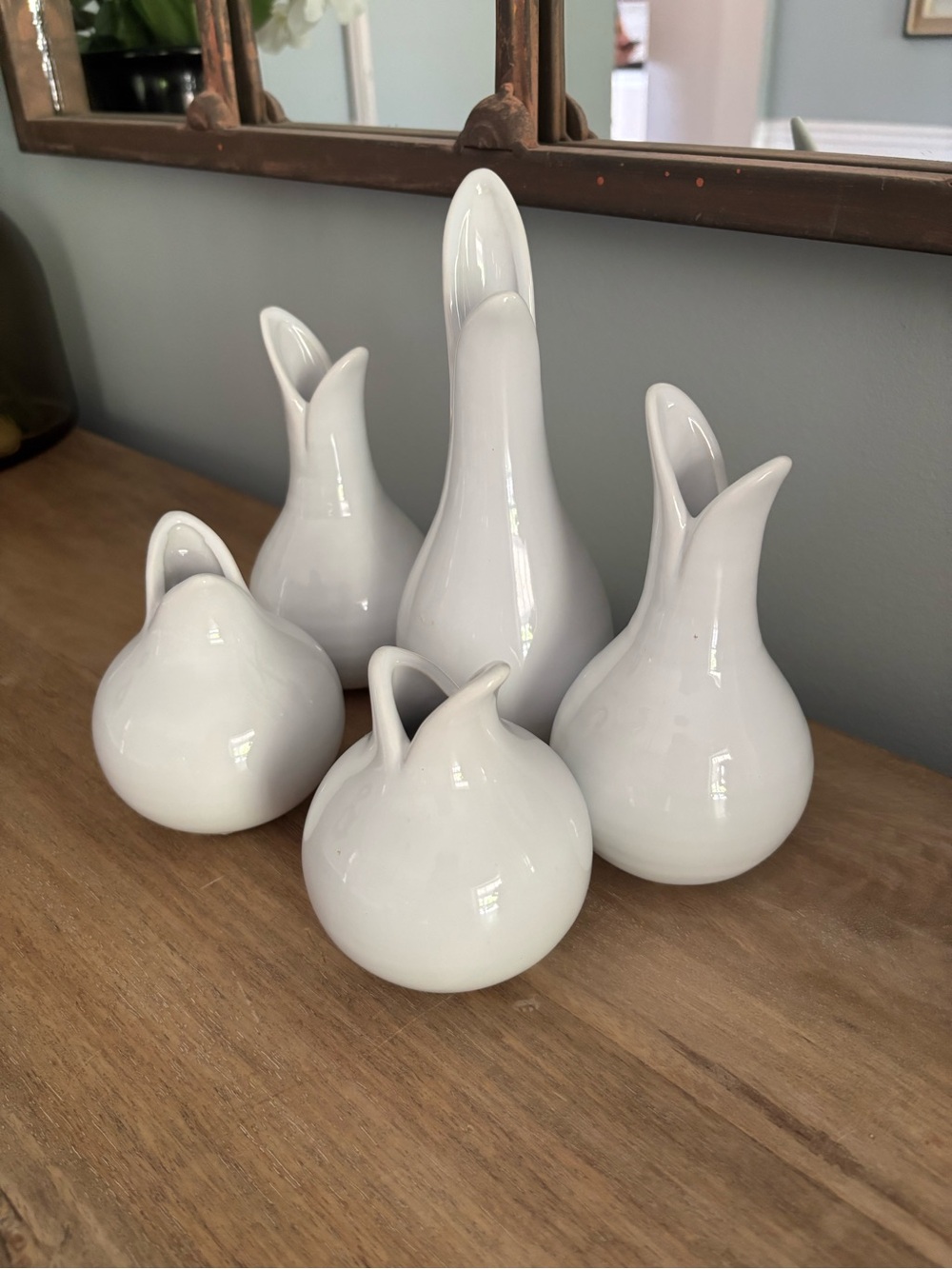 Magnolia White Ceramic Sculptural Bud Vases Set